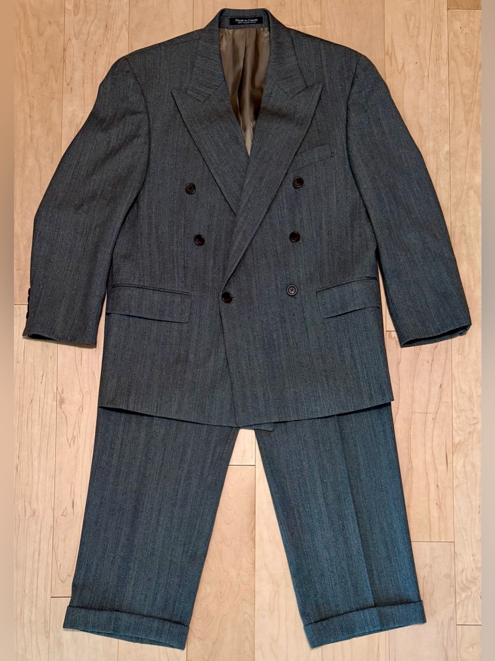 Vintage Ralph Lauren Double Breasted 2 Piece Suit Pleated Wool Gray Men’s 40S*
